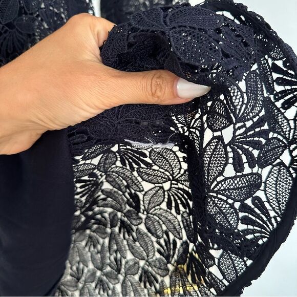 Maje Navy Blue Long Sleeve Lace Mini Dress - Picture 8 of 10